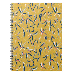 Caderno Espiral Folhas De Bambu: Padrão De Vintagem Tossed