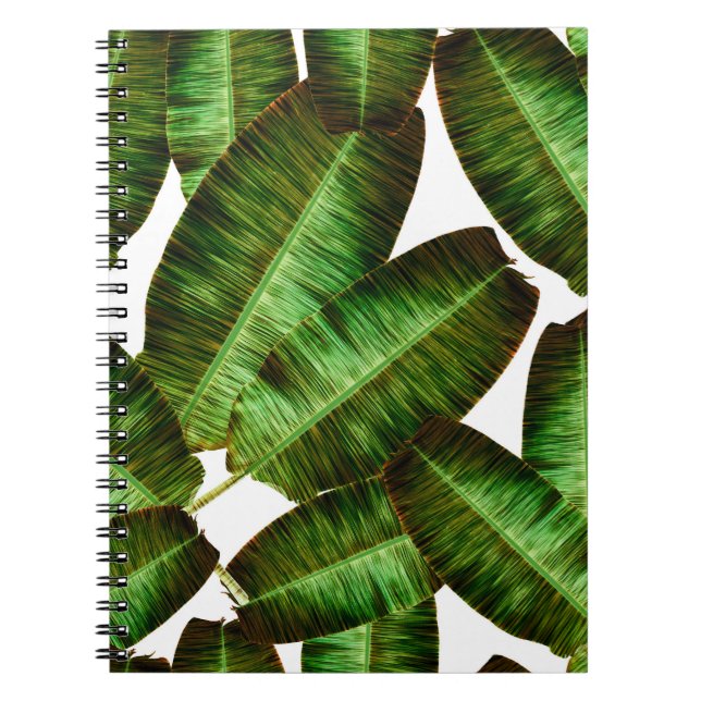 Caderno Espiral Folhas de bananas tropicais, flora sem descontinui (Frente)