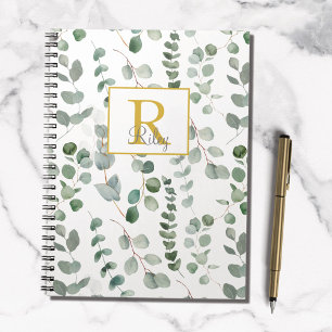 Caderno Espiral Folhas de Eucalipto Verde Monogram