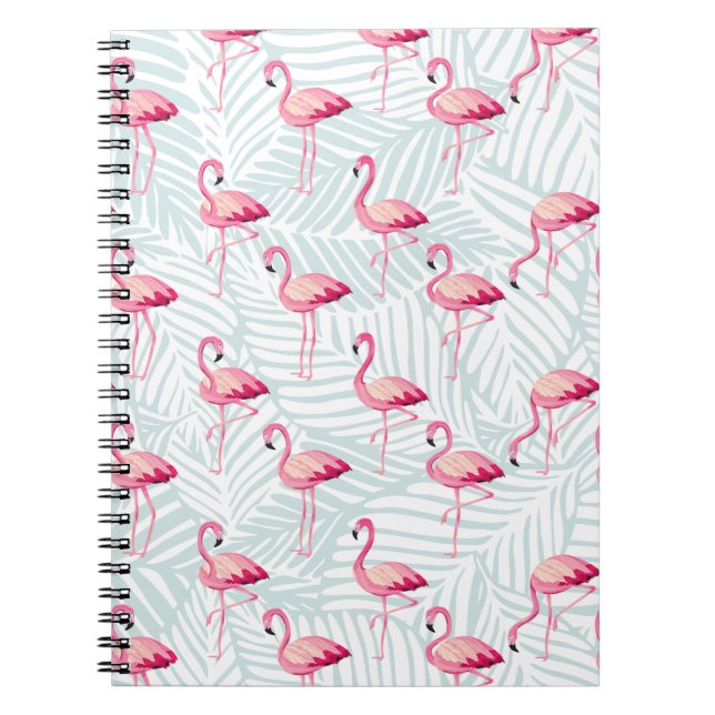 Caderno Espiral Folhas de Flamingo e Palma Rosa - Bonitas (Frente)