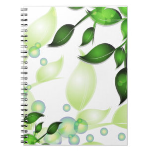 Caderno Espiral Folhas de jardim frescas em branco