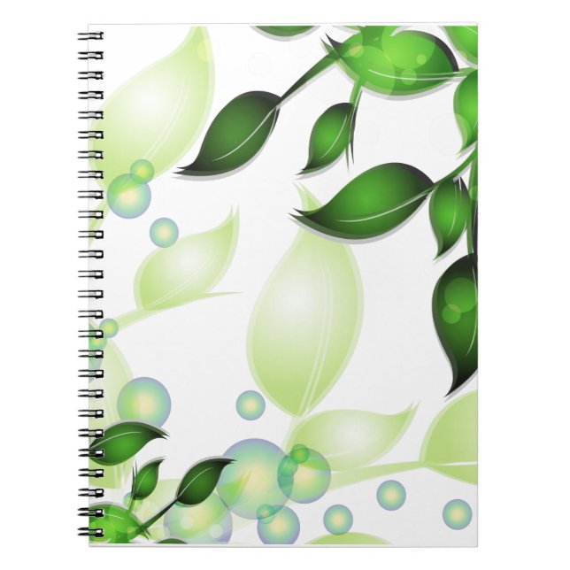 Caderno Espiral Folhas de jardim frescas em branco (Frente)
