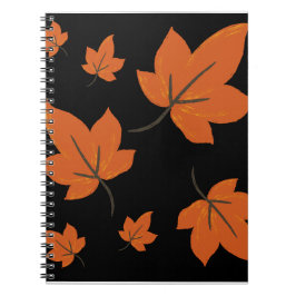 Caderno Espiral Folhas de laranja no padrão do outono