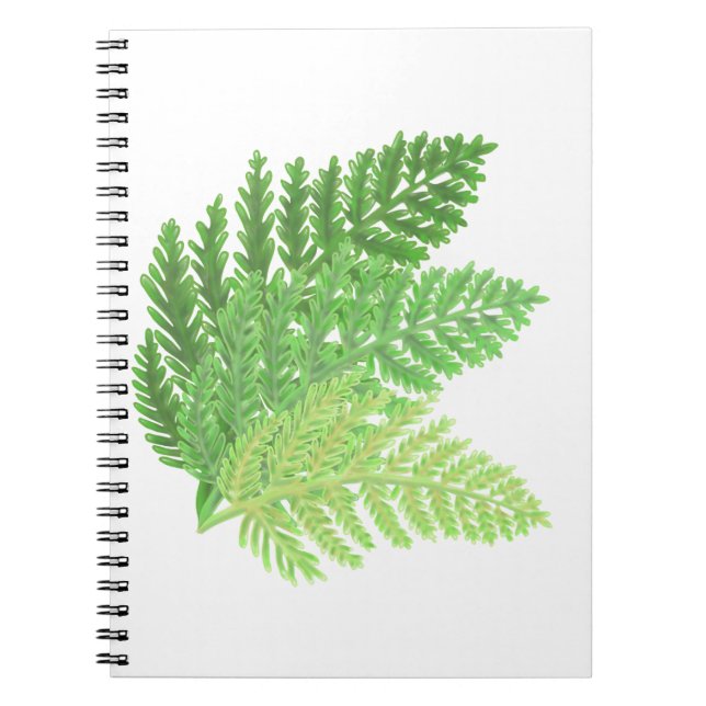 Caderno Espiral Folhas de madeira de corante-d-água verde Elegante (Frente)