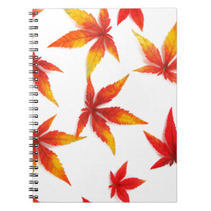 Caderno Espiral Folhas de Mapeamento do outono Vermelho