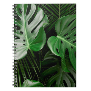 Caderno Espiral Folhas de monstera verde e palmeiras