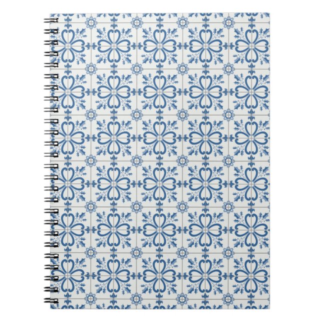 Caderno Espiral Folhas de Natal e azulejos de flores (Frente)