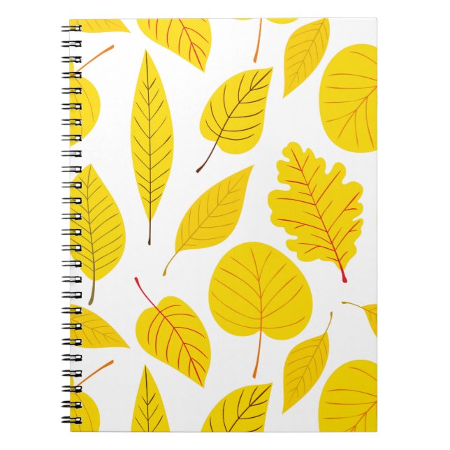 Caderno Espiral Folhas de outono em amarelo (Frente)
