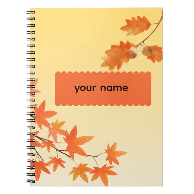 Caderno Espiral Folhas de Outono Rústicas Folhagem de Outono Perso (Frente)