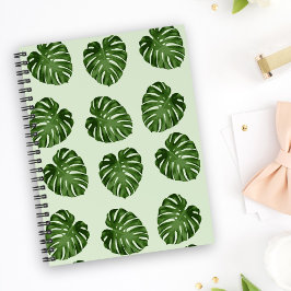 Caderno Espiral Folhas de Palma, Folhas Verdes, Padrão Tropical