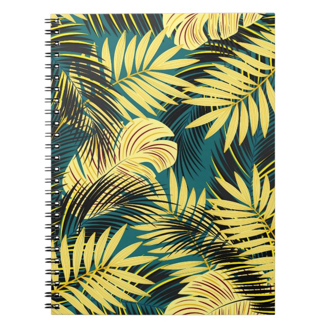 Caderno Espiral Folhas de Palma: Vintage Escuro Tropical (Frente)