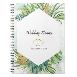 Caderno Espiral Folhas de Palmeira Tropical Gold Verão