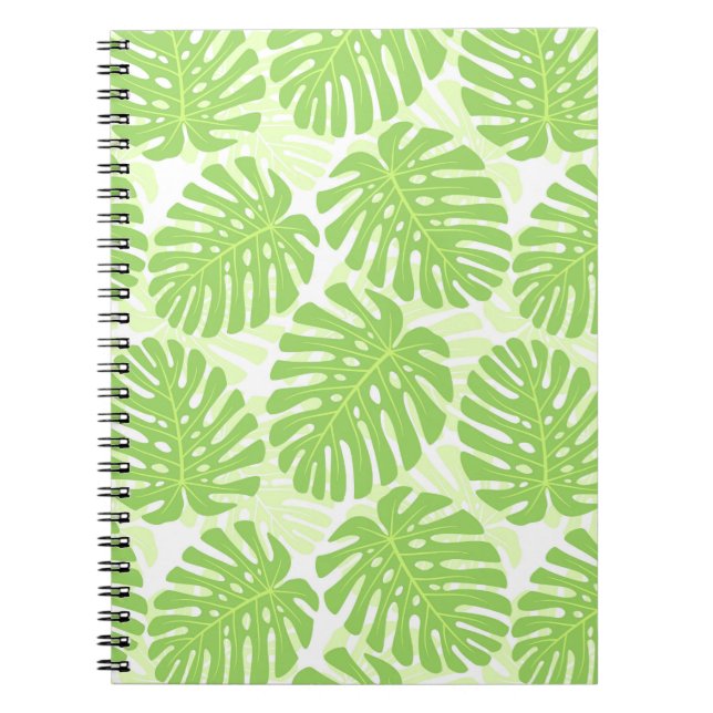 Caderno Espiral Folhas De Plantas Tropicais - Padrão De Monstera (Frente)