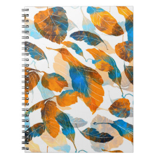 Caderno Espiral Folhas de silhueta: aquarela, prato digital sem co