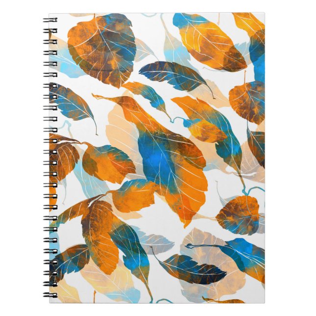 Caderno Espiral Folhas de silhueta: aquarela, prato digital sem co (Frente)