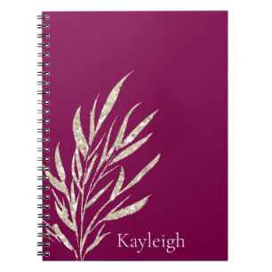 Caderno Espiral Folhas Douradas de Borgonha e Champanhe