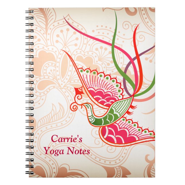 Caderno Espiral Folhas e aves em espiral (Frente)