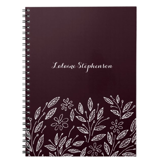 Caderno Espiral folhas e flores de rabisco (Frente)