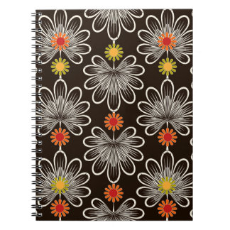 Caderno Espiral Folhas Estilizadas: Fundo Gráfico Floral