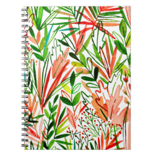 Caderno Espiral Folhas exóticas, flores, partes da floresta tropic