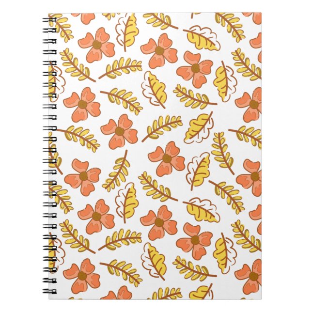 Caderno Espiral Folhas Quentes de outono com Flores (Frente)