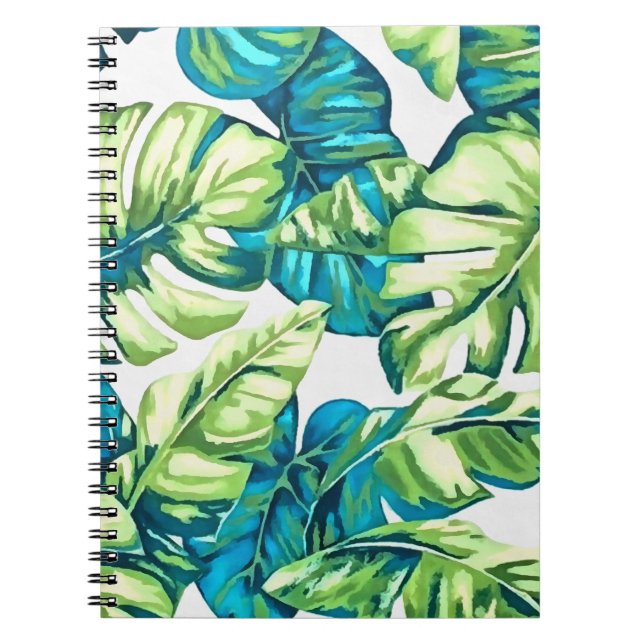 Caderno Espiral Folhas Tropicais Coloridas De Banana E Monstera (Frente)