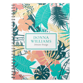 Caderno Espiral Folhas tropicais coloridas faculdade