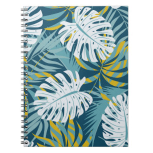 Caderno Espiral Folhas tropicais coloridas, padrão abstrato origin