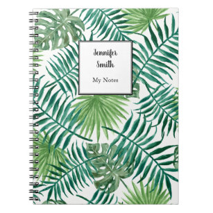 Caderno Espiral Folhas tropicais de cor aquosa moderna personaliza