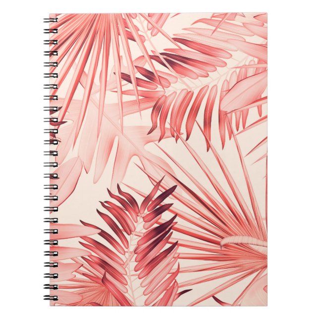 Caderno Espiral Folhas Tropicais de Palma, Padrão Na moda Havaiano (Frente)