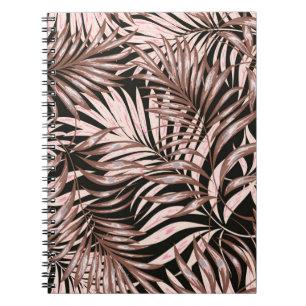 Caderno Espiral Folhas tropicais de palma, selva. Vintage floral p
