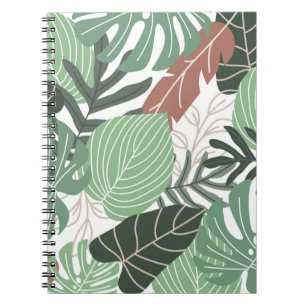 Caderno Espiral Folhas tropicais de Verão, sem descontinuidades
