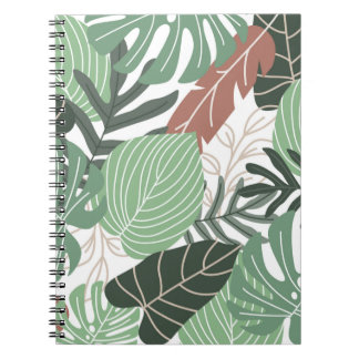 Caderno Espiral Folhas tropicais de Verão, sem descontinuidades