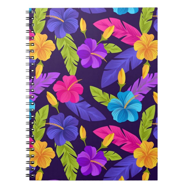 Caderno Espiral Folhas tropicais e flores Padrão-23857 (Frente)