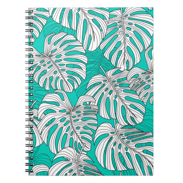 Caderno Espiral Folhas tropicais, folhas da selva sem costura fl (Frente)
