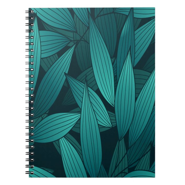 Caderno Espiral Folhas tropicais gradativas (Frente)