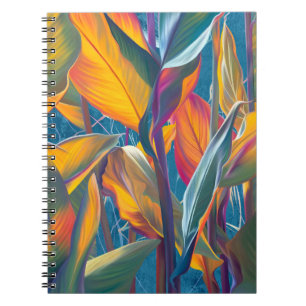 Caderno Espiral Folhas tropicais, muro de betão.
