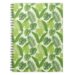 Caderno Espiral Folhas Tropicais & Padrão Sem Costura Monstera