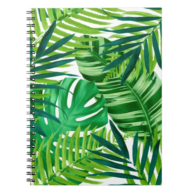 Caderno Espiral Folhas Tropicais Verdes (Frente)