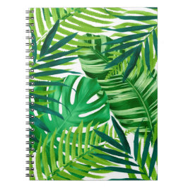 Caderno Espiral Folhas tropicais verdes