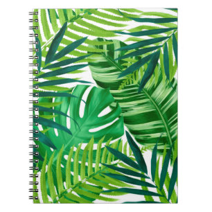 Caderno Espiral Folhas tropicais verdes