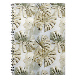 Caderno Espiral Folhas Tropicais Verdes Douradas