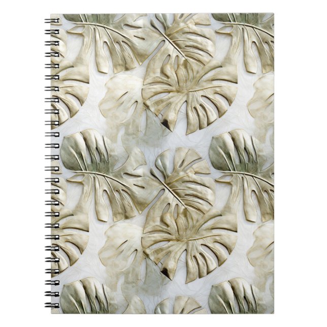Caderno Espiral Folhas Tropicais Verdes Douradas (Frente)