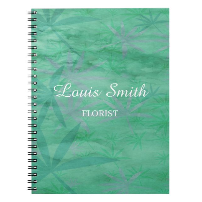 Caderno Espiral Folhas verdes decorativas (Frente)