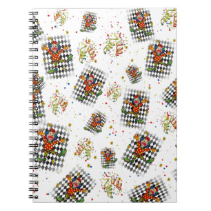 Caderno Espiral folheado de papel de palhaço de carnaval diversã