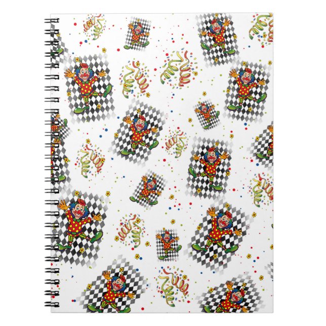 Caderno Espiral folheado de papel de palhaço de carnaval diversão  (Frente)