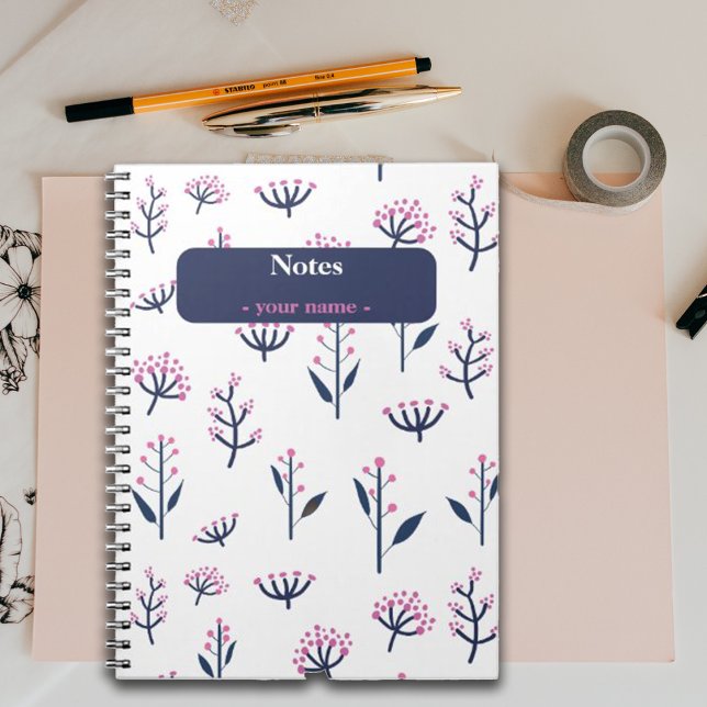 Caderno Espiral Folheto da Faculdade Bonito Mimosa Florals Persona (Criador carregado)