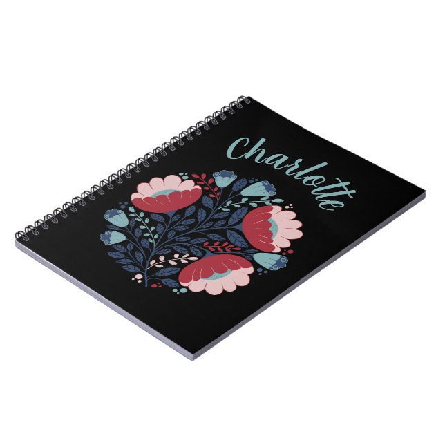 Caderno Espiral Folk Art Florals in Cheio Bloom (Left Side)