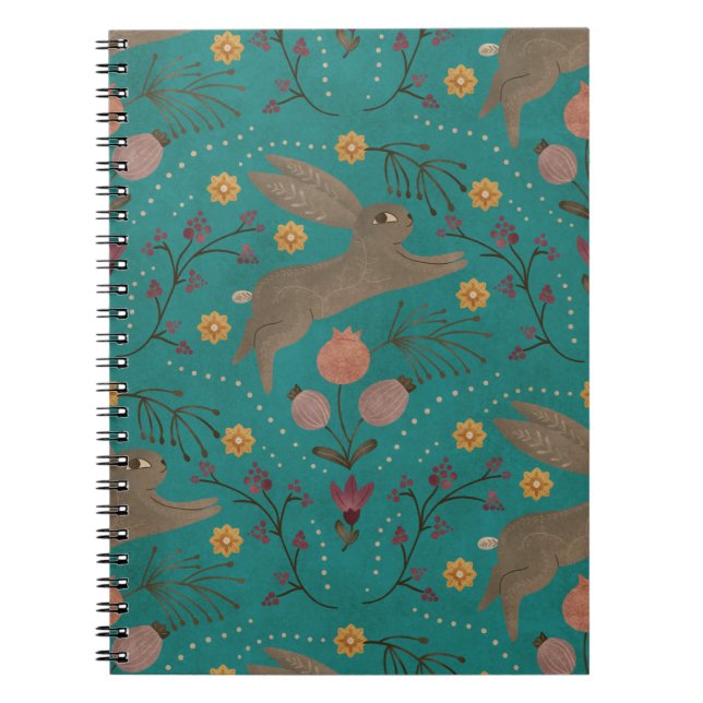 Caderno Espiral Folk Rabbits (Frente)