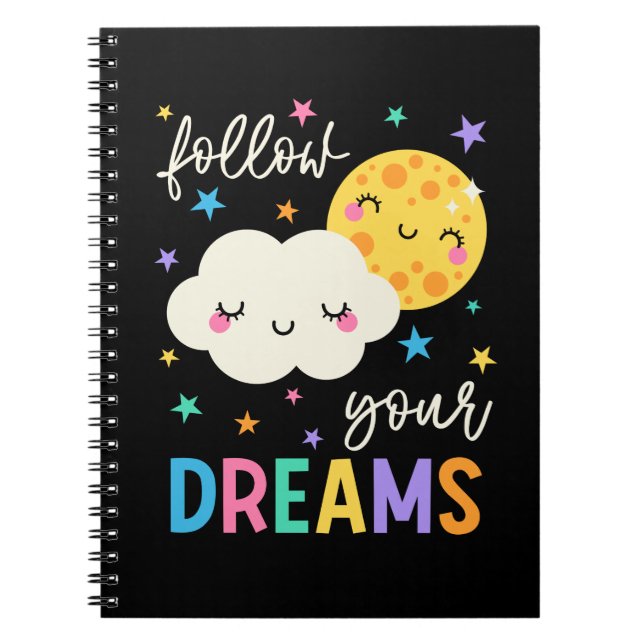 Caderno Espiral Follow Your Dreams | Cloud & Moon (Frente)